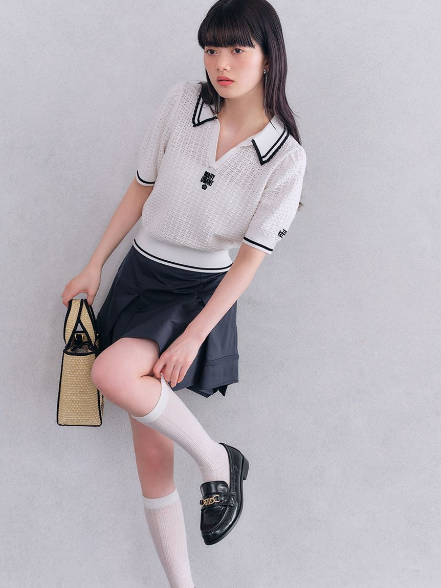 LILY BROWN「【LILY BROWN&times;MARY QUANT】シアーポロニットトップス」|ニット・セーター|