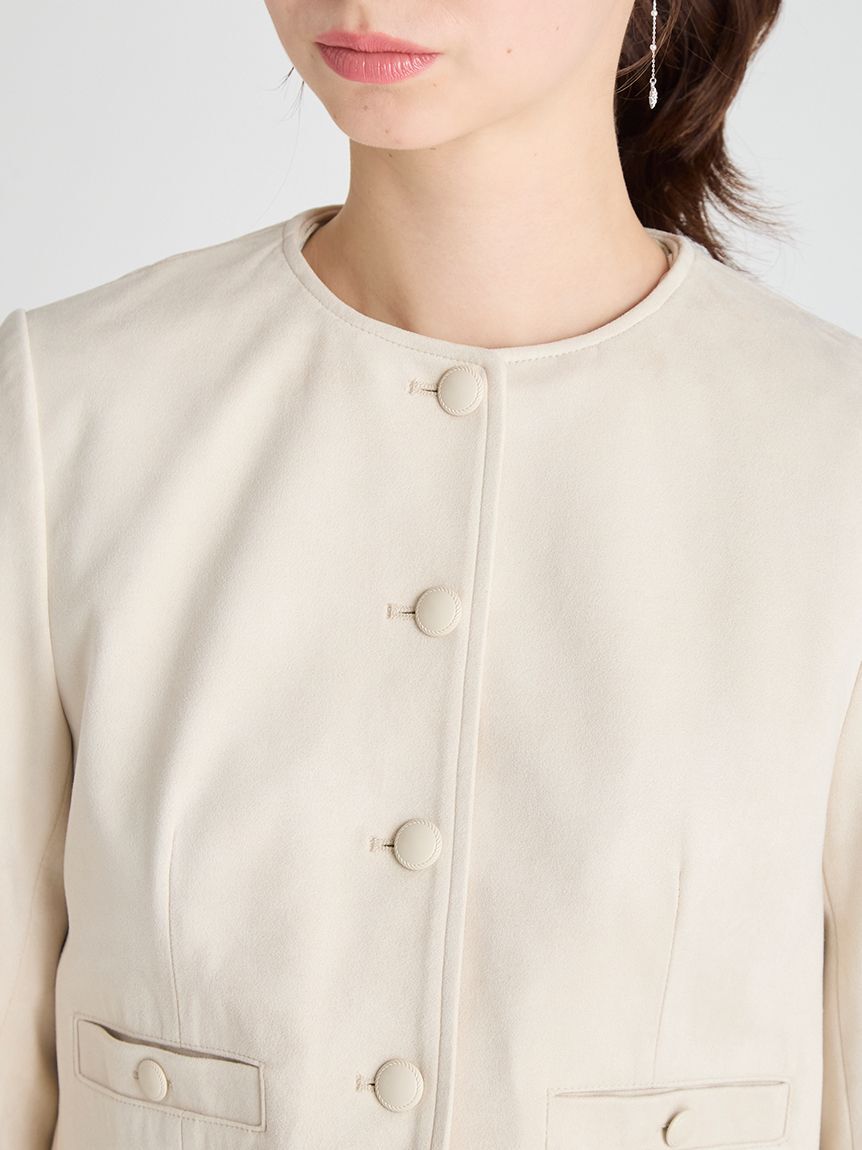 CELFORD「レザーライクノーカラージャケット」|ノーカラージャケット|