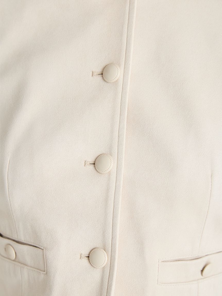 CELFORD「レザーライクノーカラージャケット」|ノーカラージャケット|