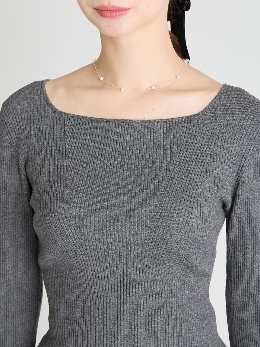 CELFORD「スクエアネックリブニットプルオーバー」|ニット・セーター|