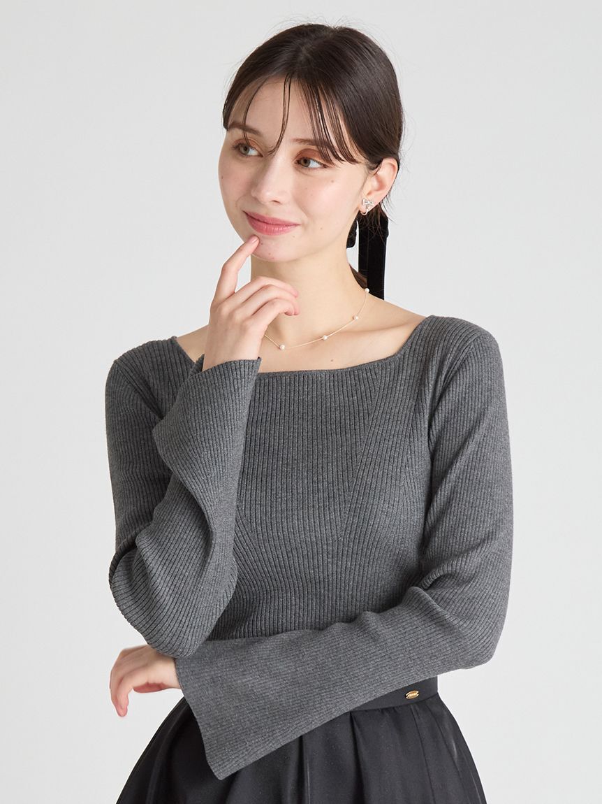 CELFORD「スクエアネックリブニットプルオーバー」|ニット・セーター|CGRY