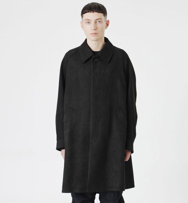  「スエードライクステンカラー」|ステンカラーコート|ブラック