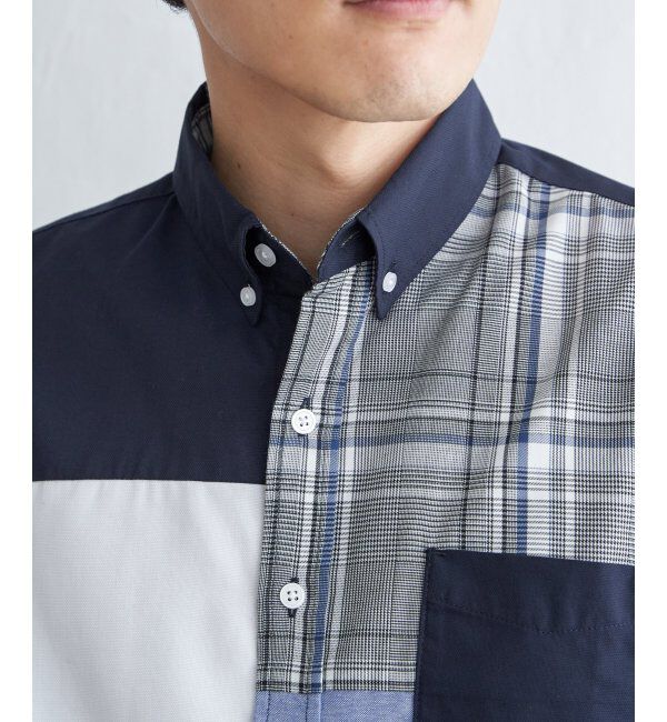 ikka「7分袖ブロックス切り替えシャツ」|シャツ・ブラウス|