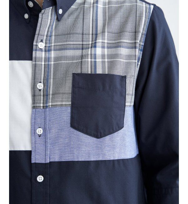 ikka「7分袖ブロックス切り替えシャツ」|シャツ・ブラウス|