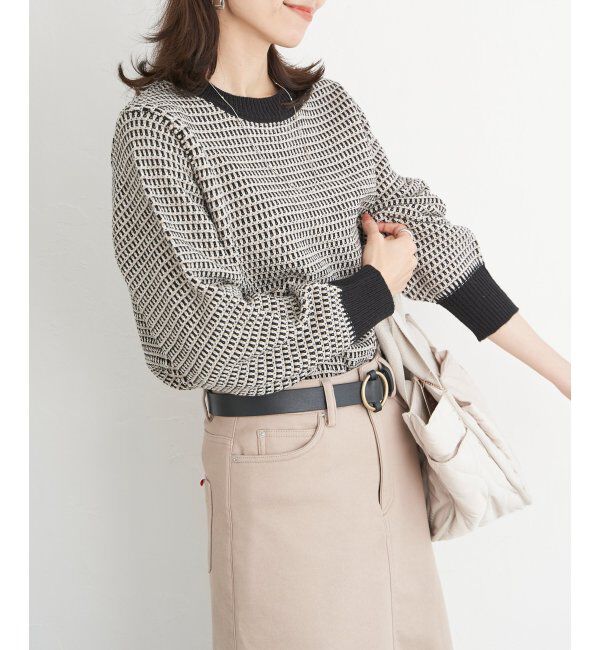 ikka「幾何ジャガードニットプルオーバー」|プルオーバー|