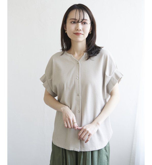 ikka「シアサッカー2WAY袖タックプルオーバー」|その他|