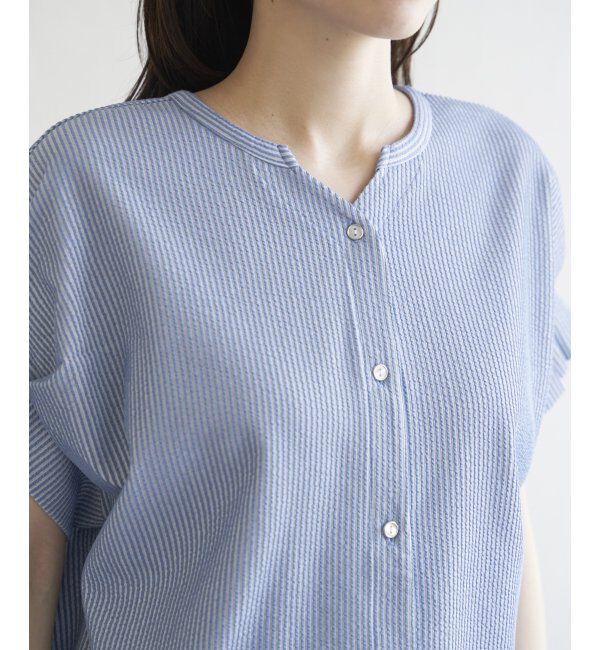 ikka「シアサッカー2WAY袖タックプルオーバー」|その他|