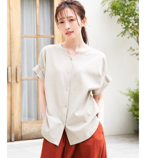 ikka「シアサッカー2WAY袖タックプルオーバー」|その他|