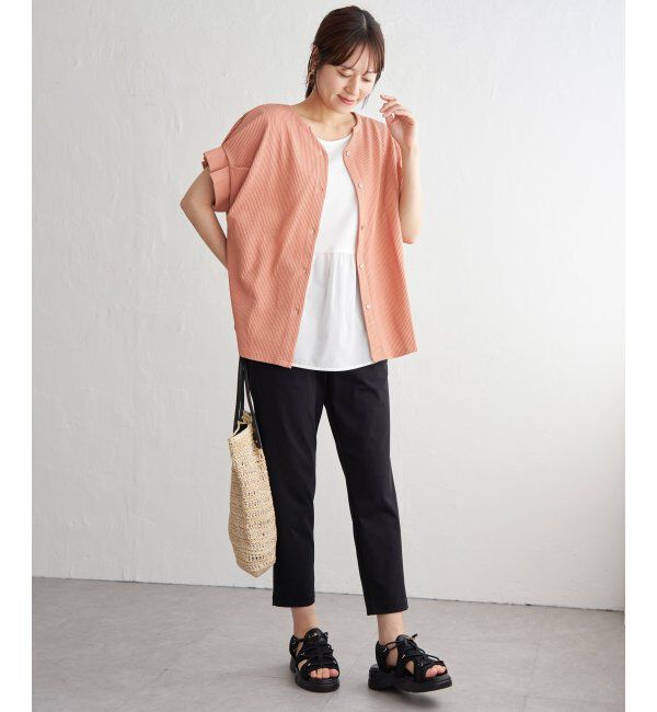 ikka「シアサッカー2WAY袖タックプルオーバー」|その他|