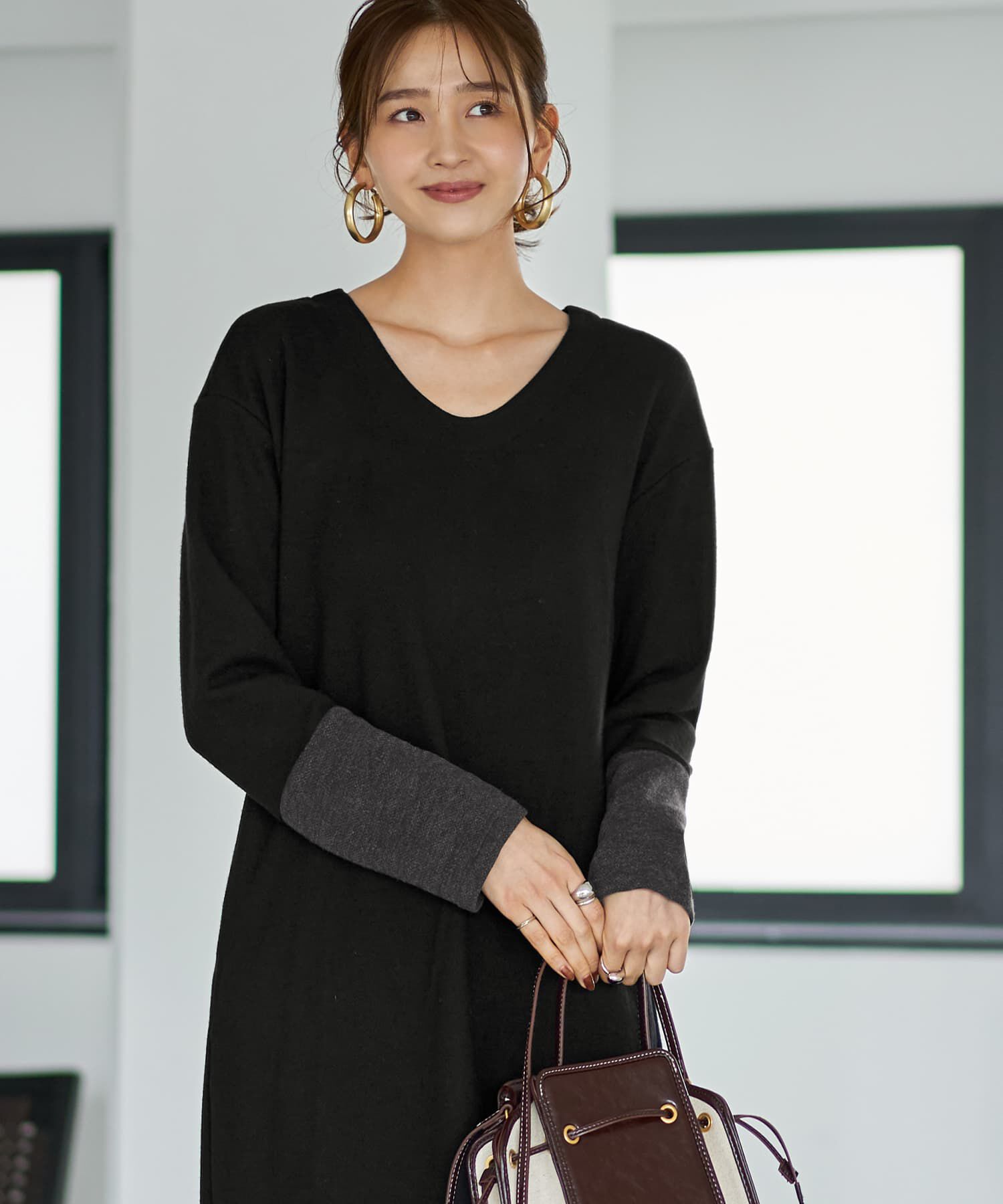 STYLE DELI「【MADE IN JAPAN】配色Uネックワンピース」|ワンピース|