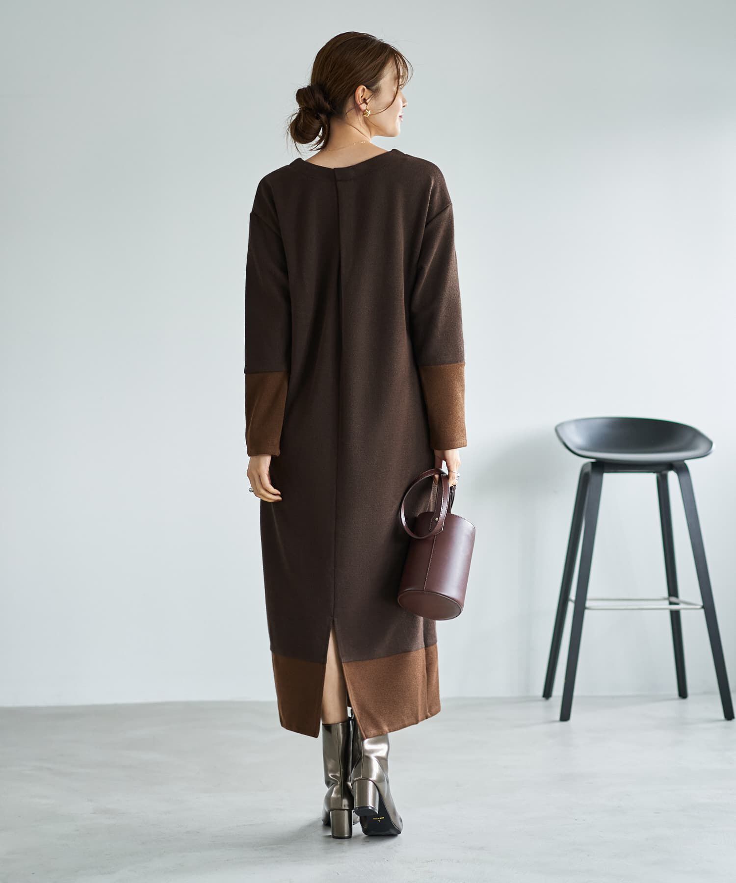 STYLE DELI「【MADE IN JAPAN】配色Uネックワンピース」|ワンピース|