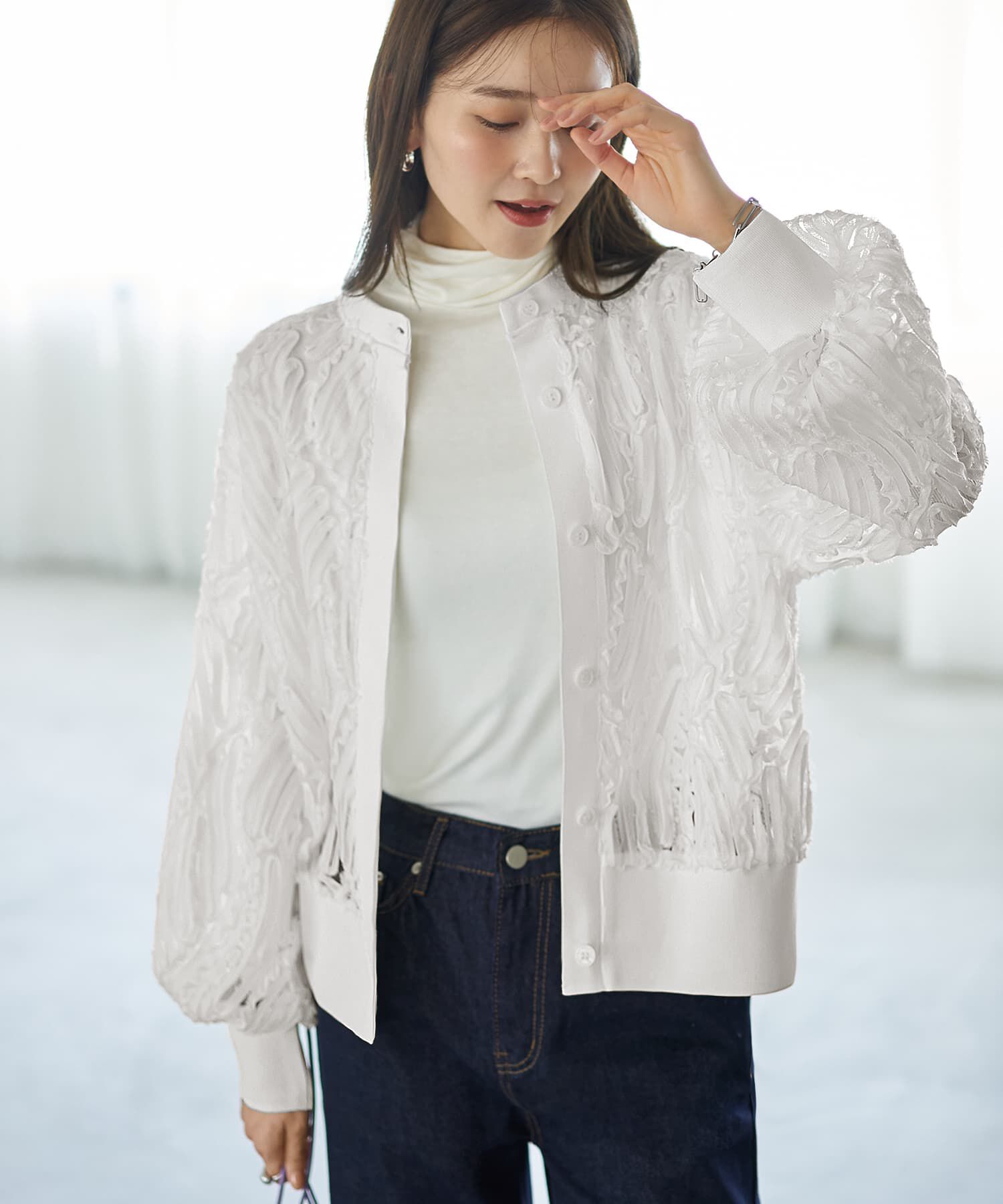 STYLE DELI「【LUXE】チュールにデコレーションカーディガン」|カーディガン|