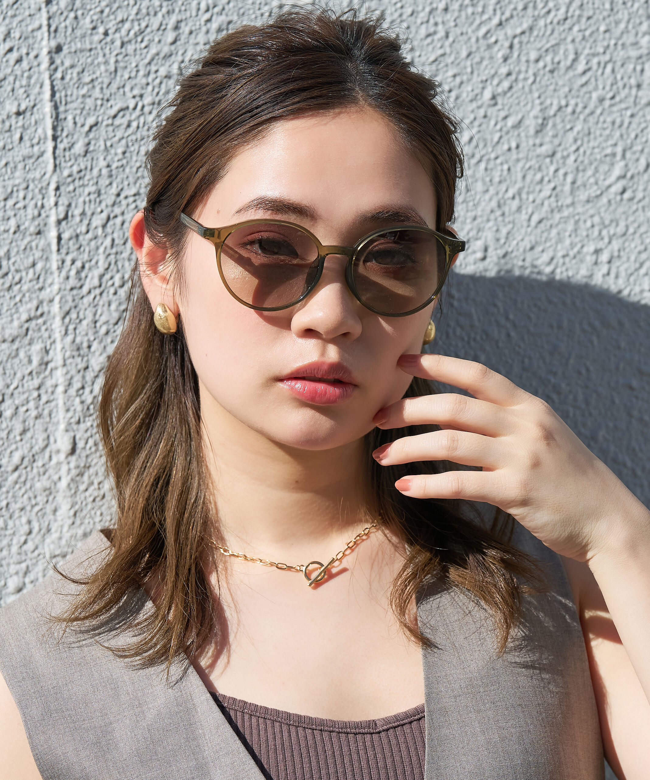  「ボストン型 サングラス｜クリア 黒縁 ライトカラー COLOR SUNGLASSES UVカット 紫外線対策 」|サングラス|