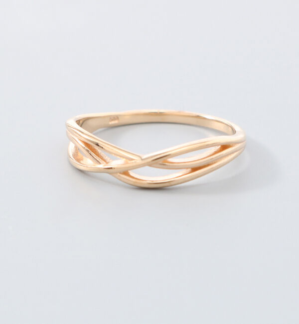  「K10 3本ラインウェーブ ゴールドピンキーリング」|リング|