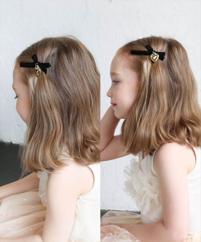 BACKYARD FAMILY「黒リボン ヘアクリップ 通販 ヘア クリップ ヘアピン 髪飾り 髪留め キッズ 女の子 子供」|その他|