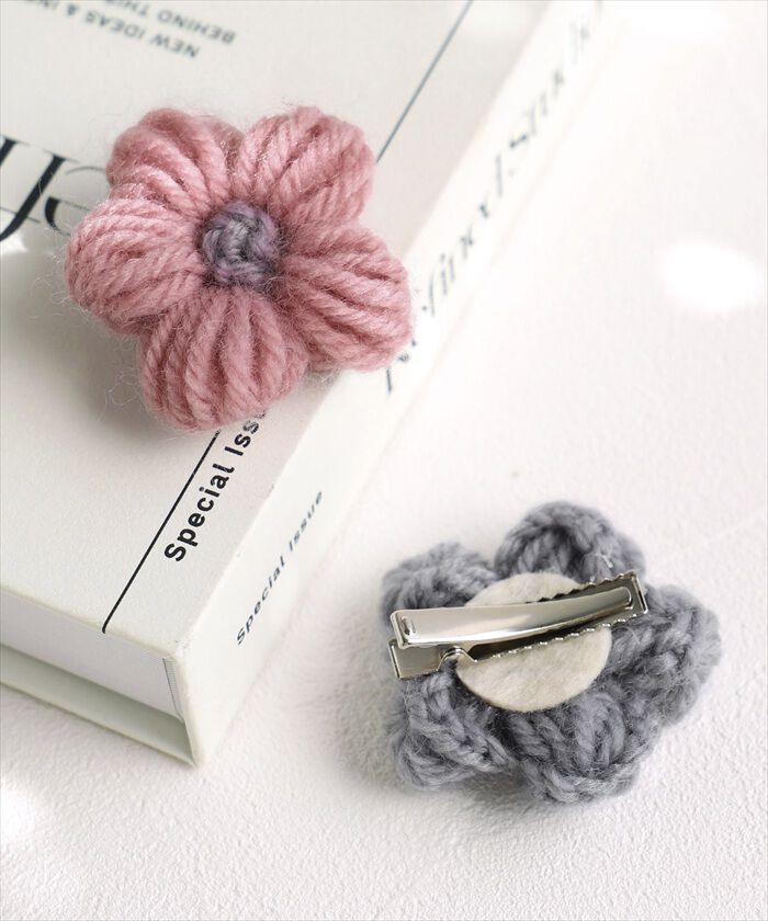 BACKYARD FAMILY「Rora ヘアクリップ キッズ 2個セット 通販 ブルーム ニット お花 フラワー ヘアークリップ」|その他|