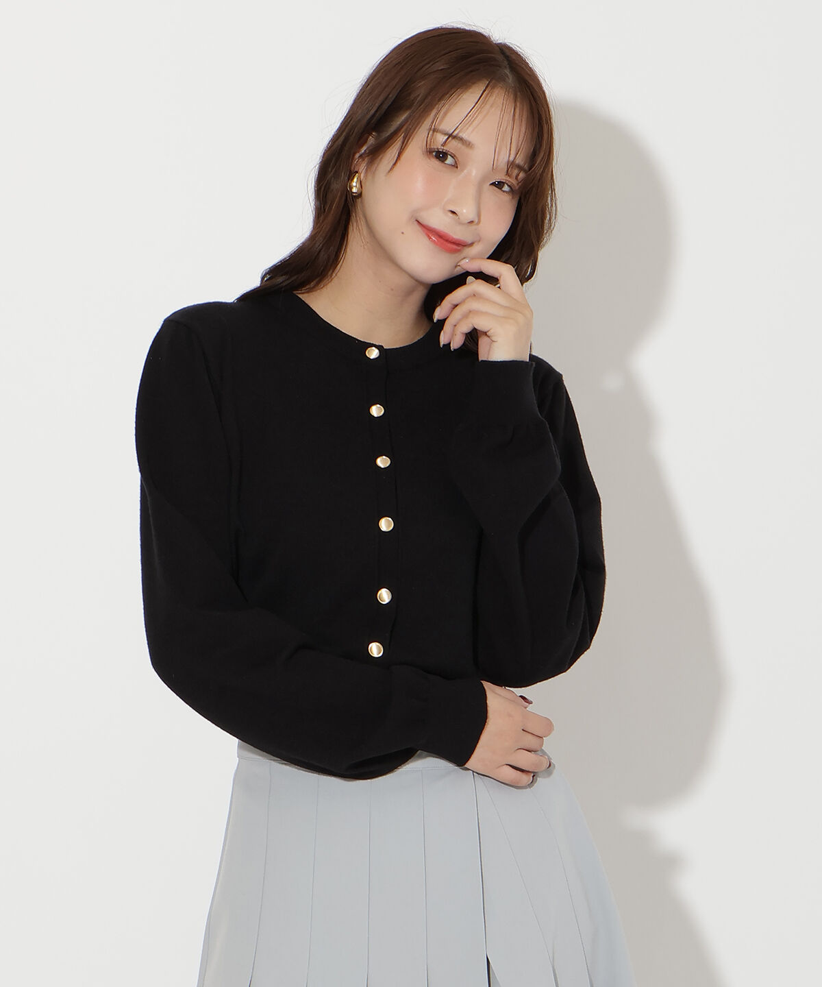 アンドクチュール「異素材リボンニットカーディガン」|カーディガン|