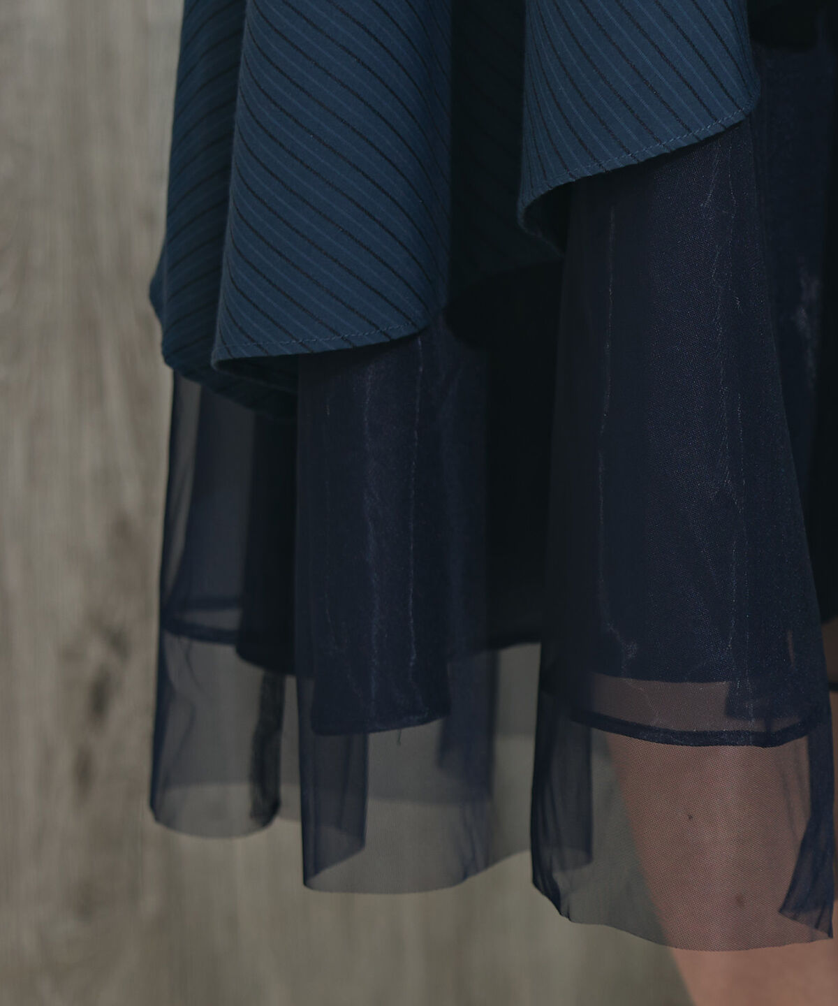 REDYAZEL「MIXストライプアシメティアードロングスカート」|フレア|