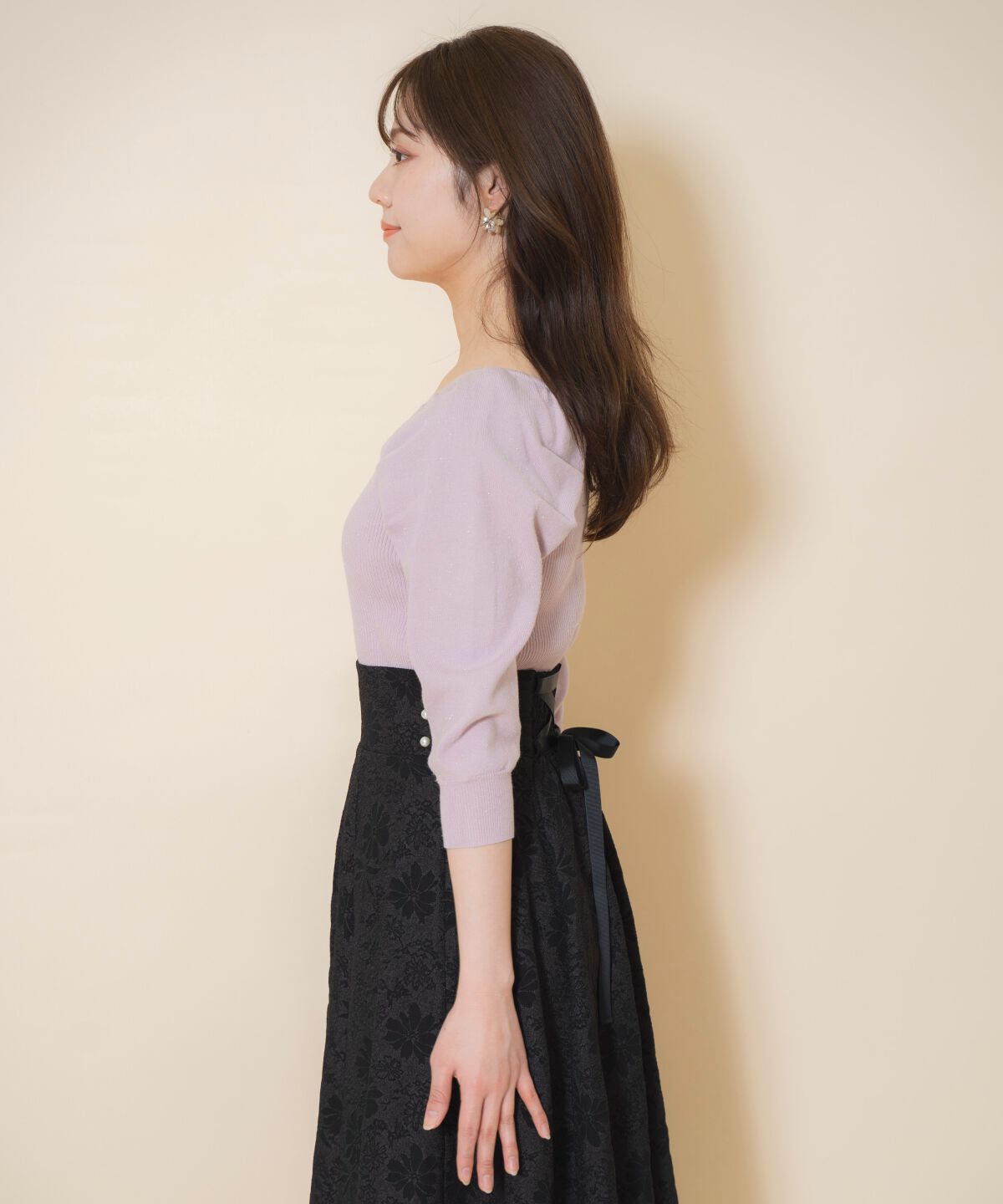 WILLSELECTION「パール装飾パフニットプルオーバー」|ニット・セーター|