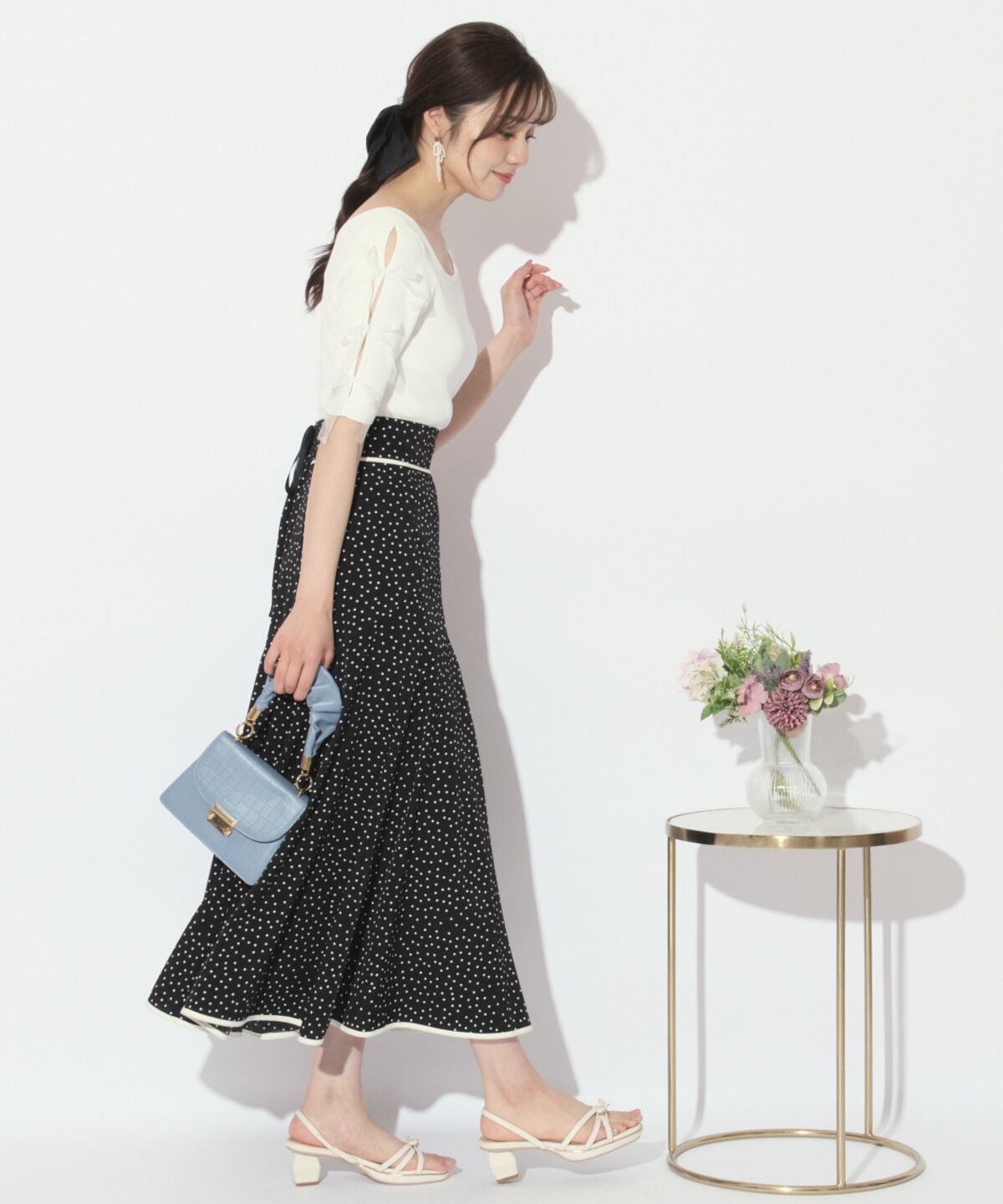 WILLSELECTION「バックスピンドルドットフレアスカート」|フレア|