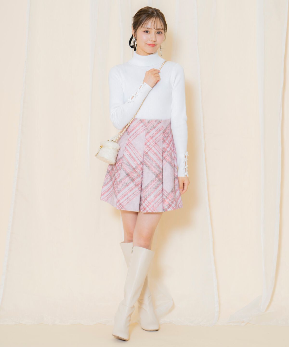 WILLSELECTION「ツイードチェックタックミニスカート」|スカート|