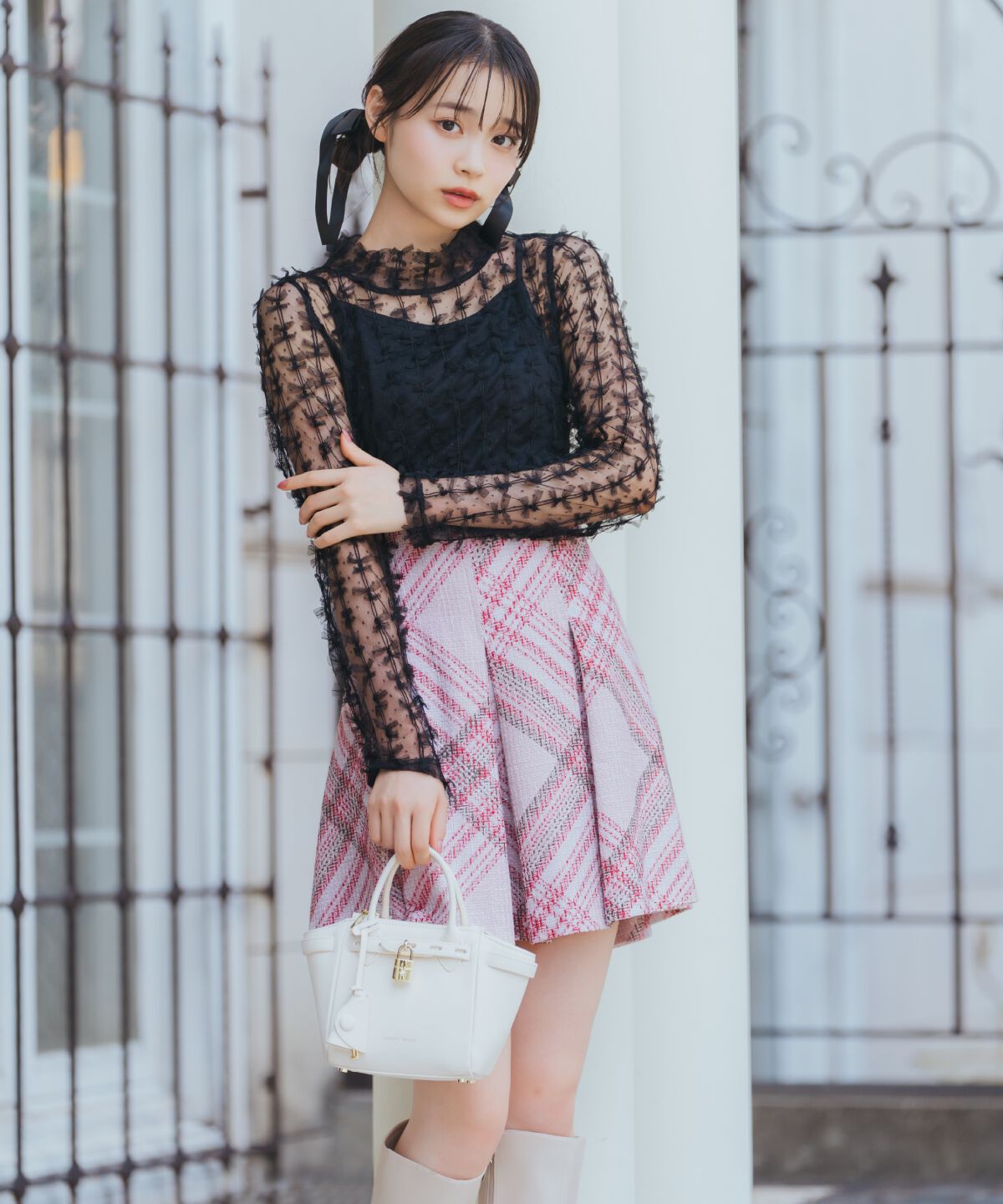 WILLSELECTION「ツイードチェックタックミニスカート」|スカート|