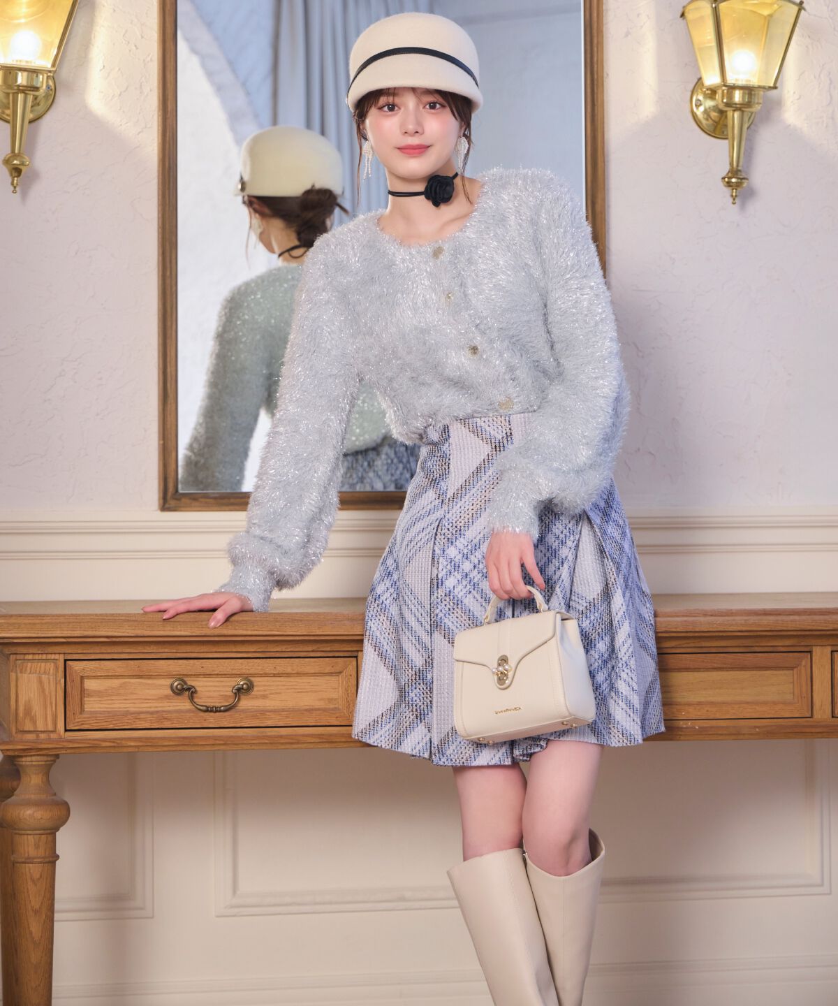 WILLSELECTION「ツイードチェックタックミニスカート」|スカート|