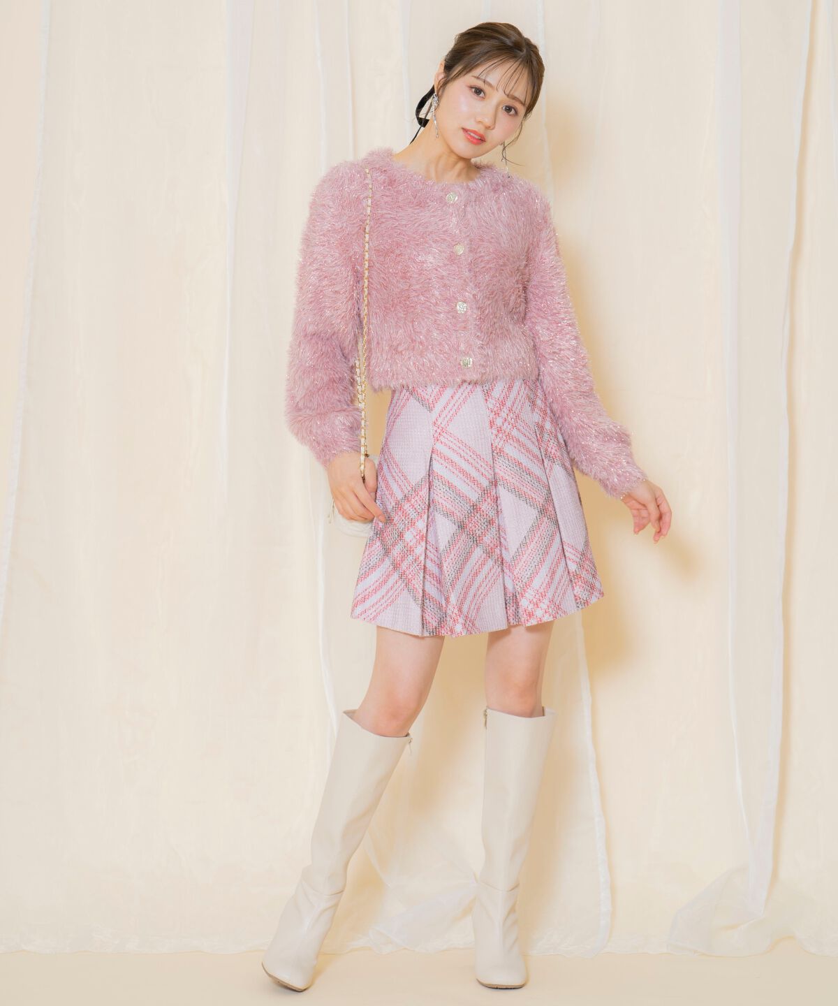 WILLSELECTION「ツイードチェックタックミニスカート」|スカート|