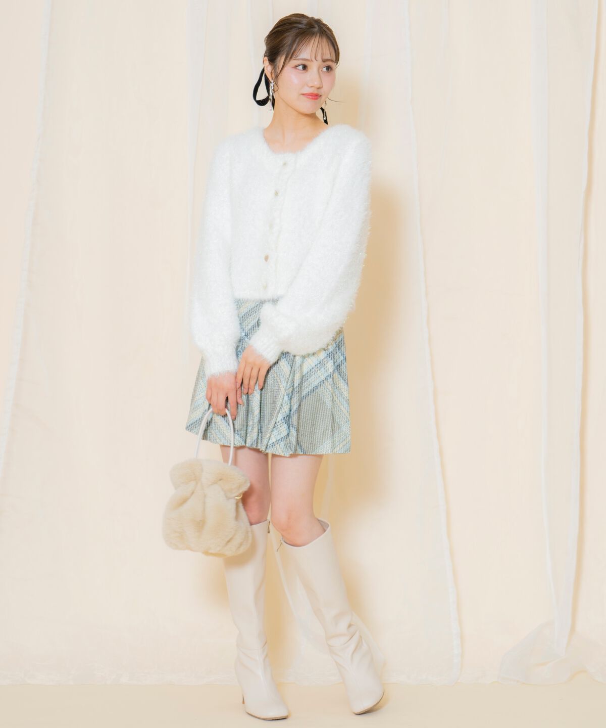 WILLSELECTION「ツイードチェックタックミニスカート」|スカート|