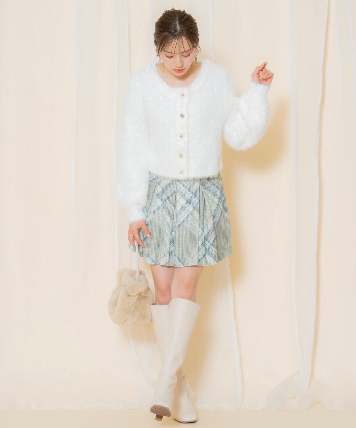 WILLSELECTION「ツイードチェックタックミニスカート」|スカート|