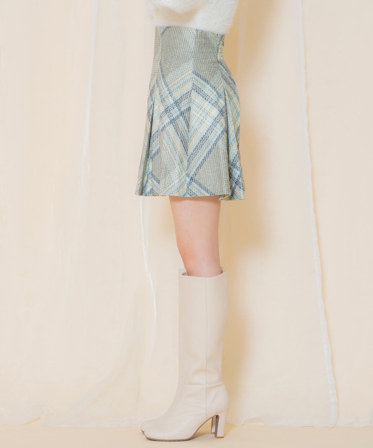 WILLSELECTION「ツイードチェックタックミニスカート」|スカート|