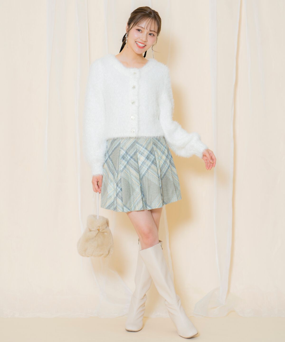 WILLSELECTION「ツイードチェックタックミニスカート」|スカート|