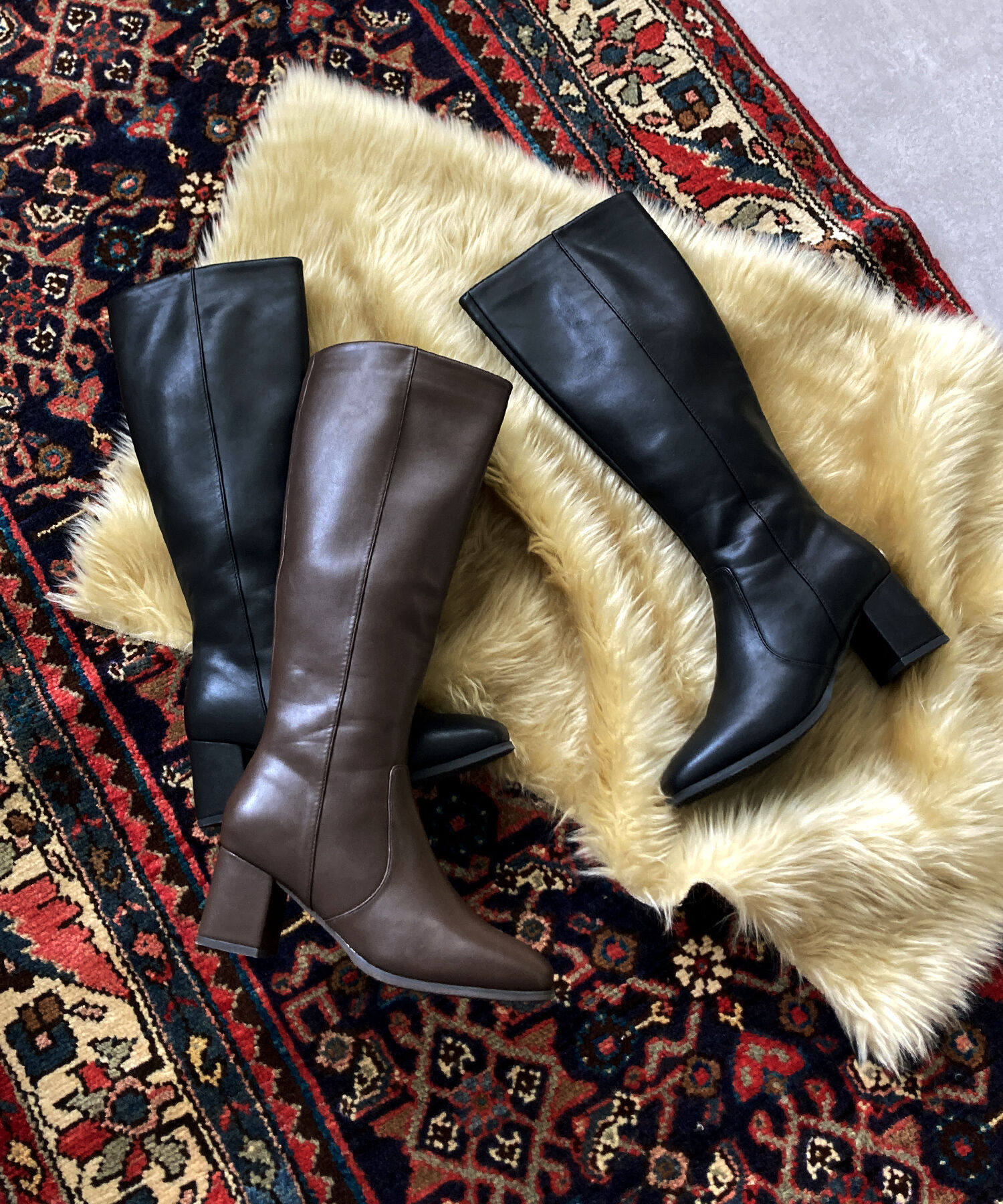 ORiental TRaffic「スクエアトゥヒールロングブーツ/31503」|ロングブーツ|BROWN