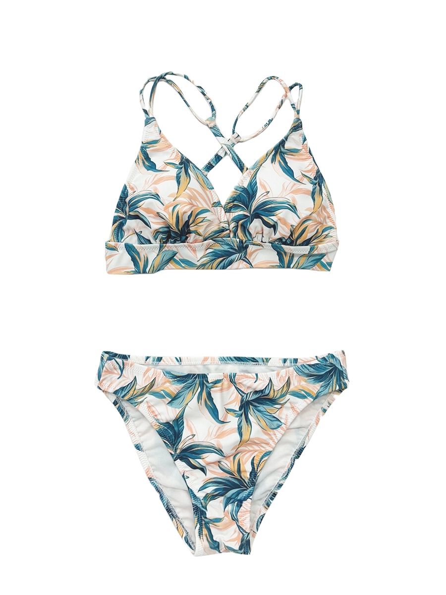 PEAK&PINE「トロピカルリーフ柄ショルダー三角ビキニ」|ビキニ|