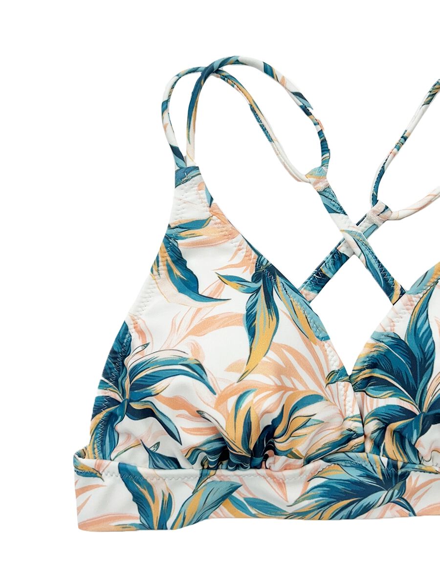 PEAK&PINE「トロピカルリーフ柄ショルダー三角ビキニ」|ビキニ|