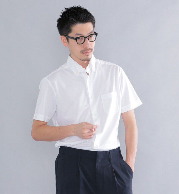 SHIPS「SHIPS:COOLMAX(R)ジャージー 半袖シャツ」|シャツ・ブラウス|ホワイト