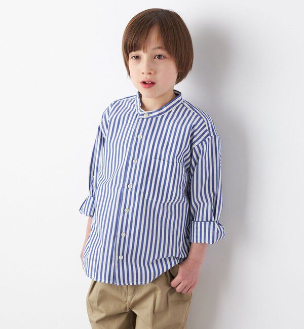 SHIPS any「SHIPS any:  STANDARD ストライプ バンドカラー シャツ<KIDS> 」|シャツ・ブラウス|