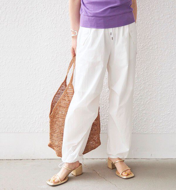 SHIPS for women「〈手洗い可能〉綿 ナイロン 裾 ドロスト パンツ◇」|その他|オフホワイト