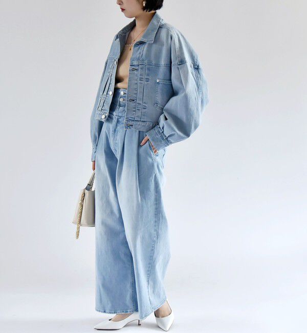 quaranciel「quaranciel:〈洗濯機可能〉ボリュームスリーブ ショート デニム ジャケット」|デニムジャケット|