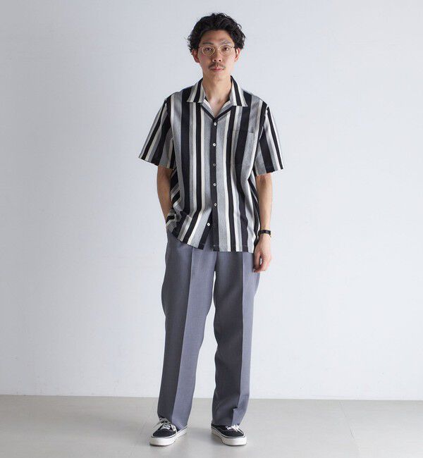 SHIPS「SHIPS:  ハニカム ストライプ オープンカラー シャツ」|シャツ・ブラウス|