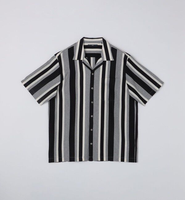 SHIPS「SHIPS:  ハニカム ストライプ オープンカラー シャツ」|シャツ・ブラウス|