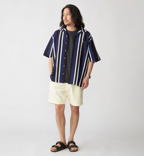 SHIPS「SHIPS:  ハニカム ストライプ オープンカラー シャツ」|シャツ・ブラウス|