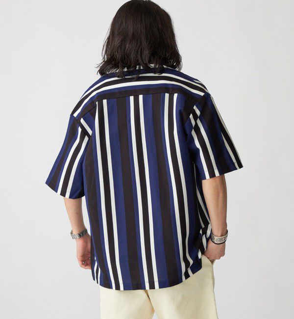 SHIPS「SHIPS:  ハニカム ストライプ オープンカラー シャツ」|シャツ・ブラウス|