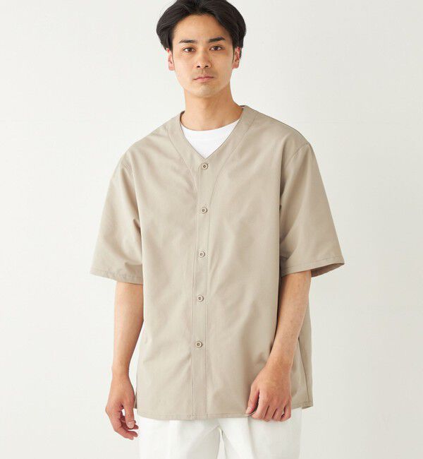 SHIPS Colors 「SHIPS Colors:〈洗濯機可能〉MoveFit(R) ノーカラー ショートスリーブ シャツ」|シャツ・ブラウス|