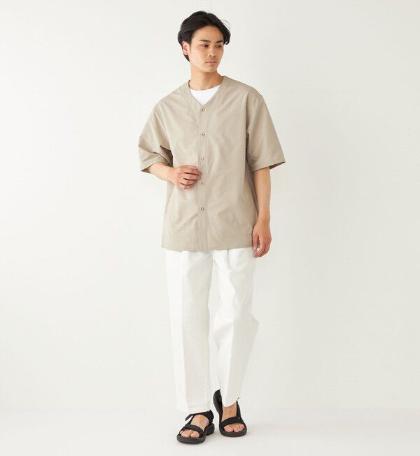 SHIPS Colors 「SHIPS Colors:〈洗濯機可能〉MoveFit(R) ノーカラー ショートスリーブ シャツ」|シャツ・ブラウス|