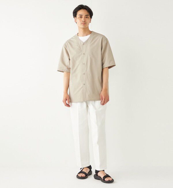 SHIPS Colors 「SHIPS Colors:〈洗濯機可能〉MoveFit(R) ノーカラー ショートスリーブ シャツ」|シャツ・ブラウス|