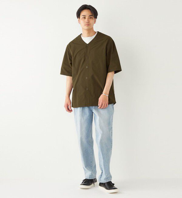 SHIPS Colors 「SHIPS Colors:〈洗濯機可能〉MoveFit(R) ノーカラー ショートスリーブ シャツ」|シャツ・ブラウス|