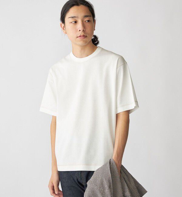 SHIPS「SHIPS: ハニカム メッシュ カラーステッチ Tシャツ」|Tシャツ・カットソー|オフホワイト