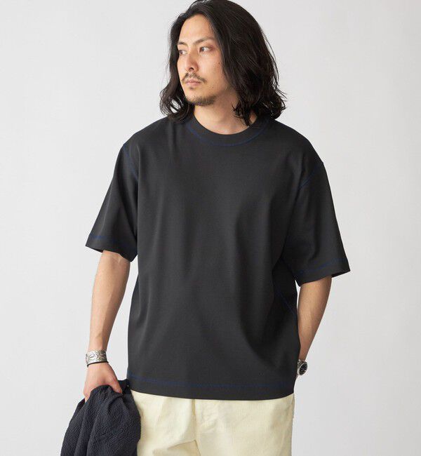 SHIPS「SHIPS: ハニカム メッシュ カラーステッチ Tシャツ」|Tシャツ・カットソー|ダークグレー