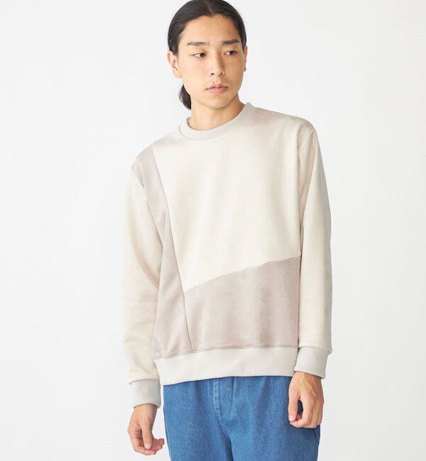 SHIPS「SHIPS:〈洗濯機可能〉パネル ポリエステル スエード ドッキング  ロングスリーブ Tシャツ」|プルオーバー|ライトグレー